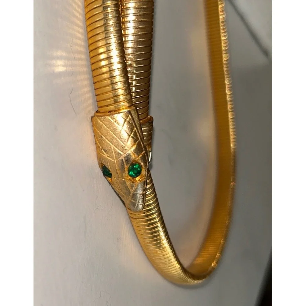Rare Vintage Accessocraft NYC Gold Tone Snake Serpent Gaspipe Coil Belt/Necklace